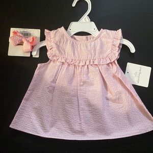 Starting Out Baby Girl’s Seersucker Dress, Pink & White Stripes, 18M NWT